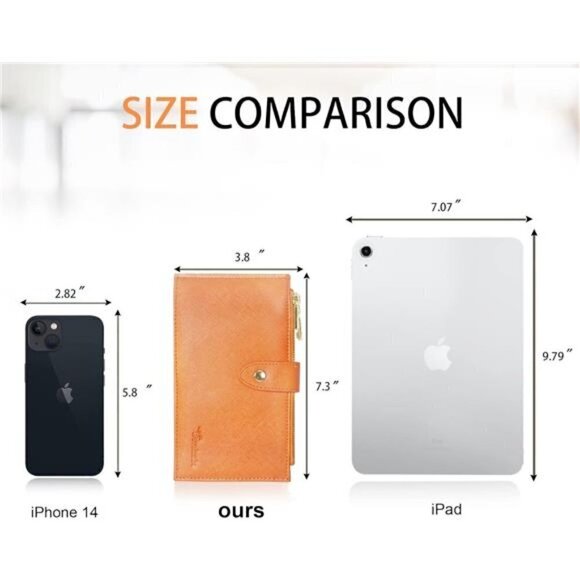 Women's Wallet RFID Blocking Bi fold Multi Card Wallet Zipper Pocket ORANGE NEW - Picture 4 of 5